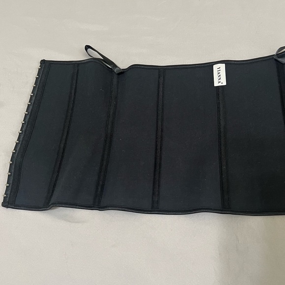 Yianna women’s black Latex waist trainer Hook And Eye size L - Picture 5 of 11